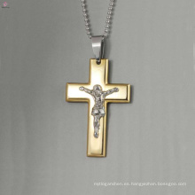 Colgante cruzado grande de acero inoxidable de alta calidad, joyería de los colgantes de Jesús, colgantes de Jesús de la cruz del oro